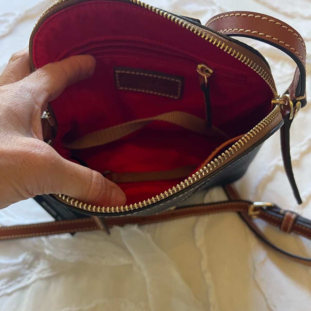 Dooney & Bourke Midnight Pebble Leather Crossbody with Brown Trim - Picture 4 of 5